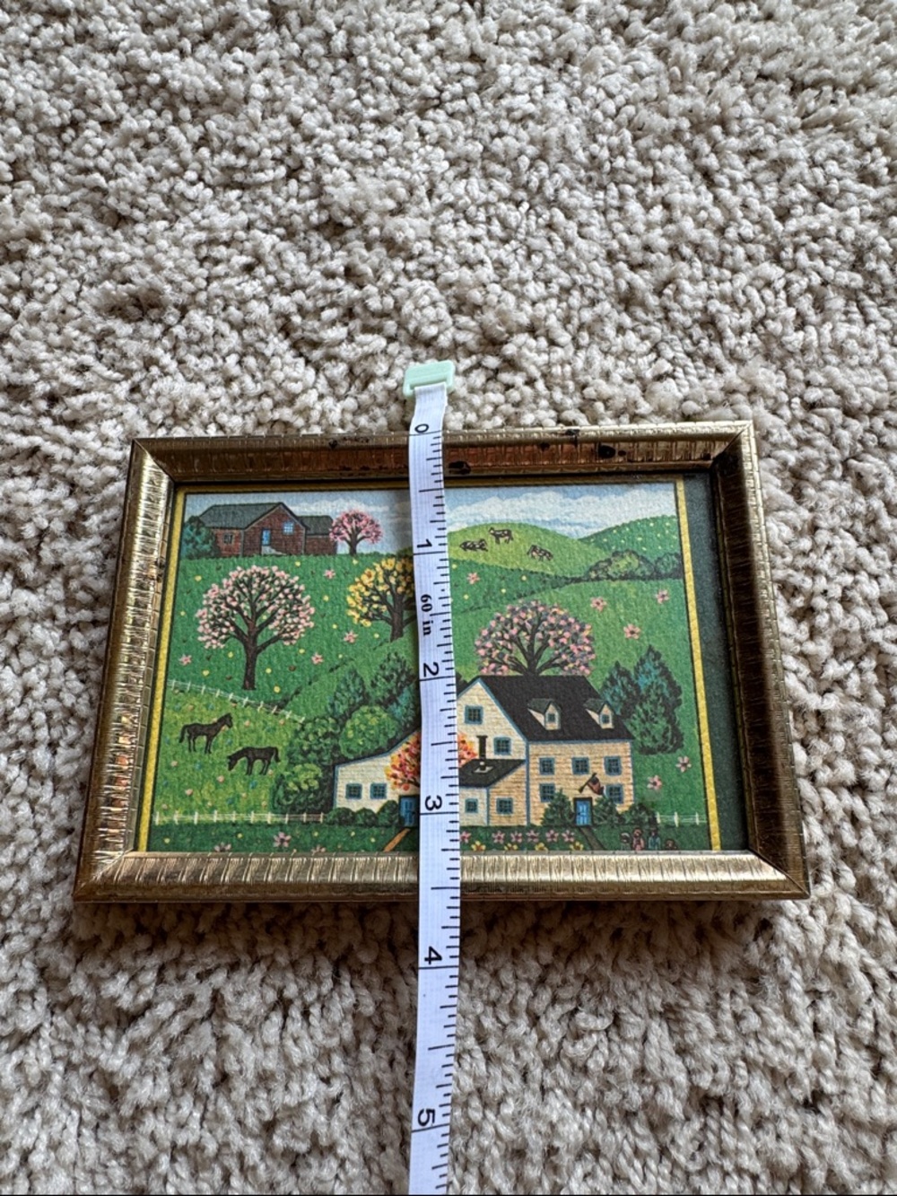 Set of 6 Green Folk Art Home Prints/cards in Gold Frames - Picture 10 of 15
